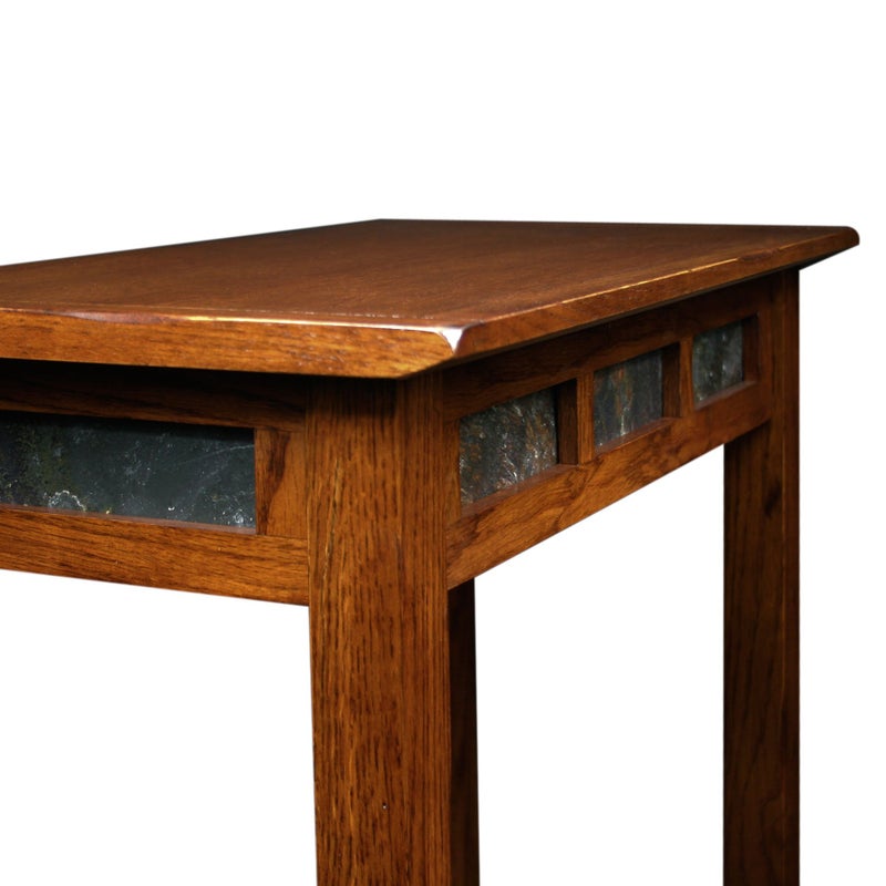 Leick Home Sibley End Table, Solid Wood, 12 in. Wide, Slate Tile Detail, 1 Lower Shelf, Narrow Width, Easy-Assembly, Rustic Oak, 24.0 in. L x 12.0 in. W x 24.0 in. H, 10060 - Image 3